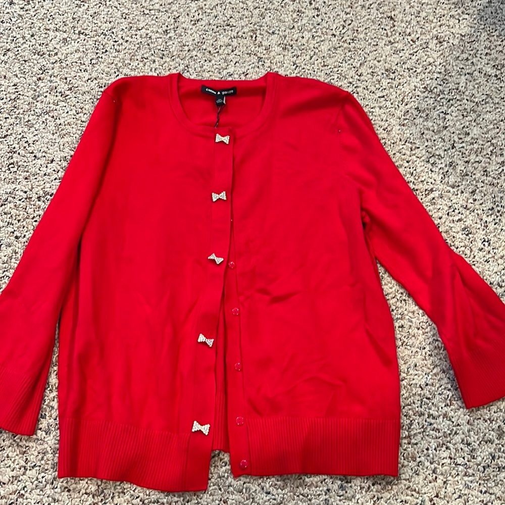 Adorable bow button cardigan